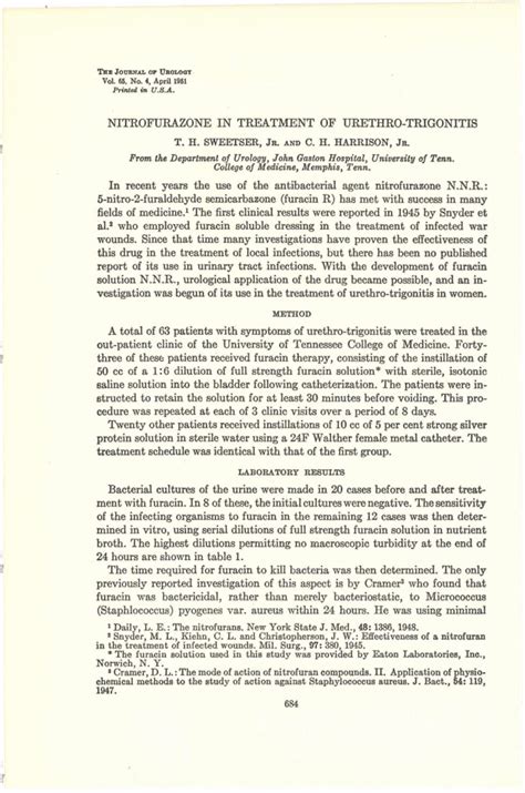 Nitrofurazone in Treatment of Urethro-Trigonitis | Journal of Urology