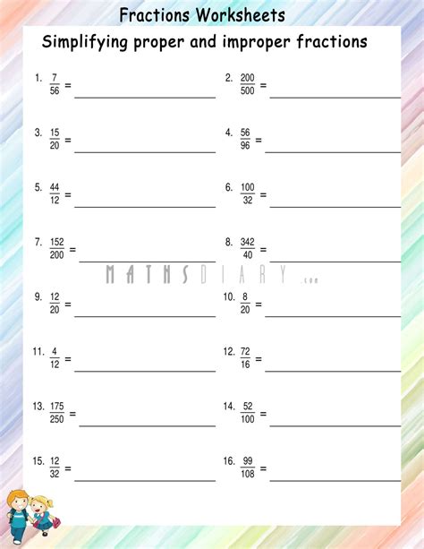 Convert Improper Fractions to Mixed Fractions worksheets - Math ...