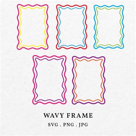 Wavy Border Frame Colorful Illustration Bundle SVG PNG Hand Drawn ...