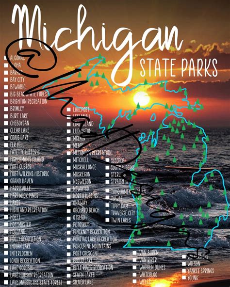 Michigan State Parks Bucket List Printable Checklist - Etsy