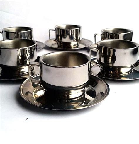 Set of six stainless steel espresso cups by TillasVintageCorner