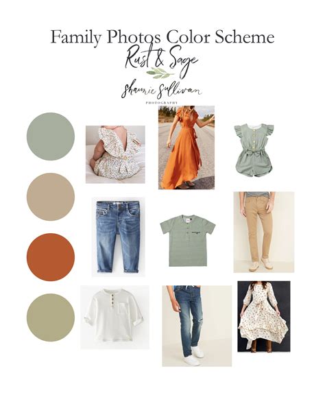 Family photo outfits color schemes rust sage – Artofit