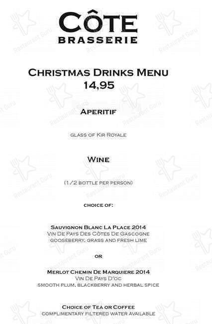 Menu at Côte Barbican, London, 57 Whitecross St