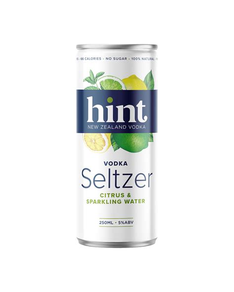 Hint Citrus Vodka Sparkling Water Seltzer Cans 250mL - Boozy