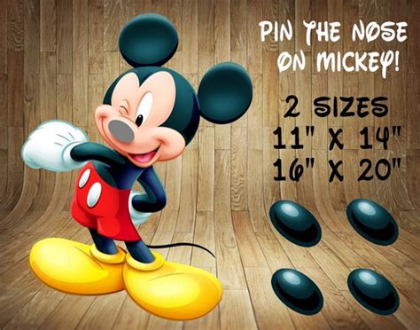 Mickey Mouse Pin Game Pin the Tail on Mickey Pin the Nose on - Etsy