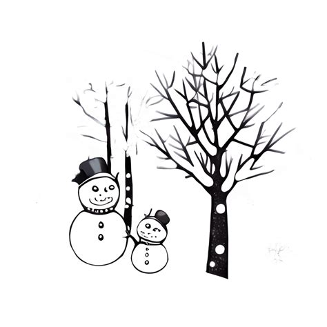 Winter Scene with Snowman · Creative Fabrica