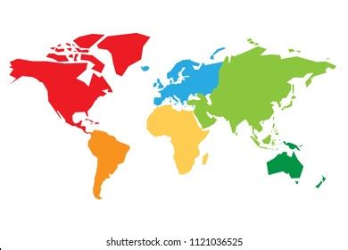 World Map Divided Into Six Continents Stock Vector (Royalty Free ...