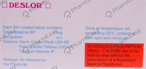 Deslor 5 MG Tablet (15): Uses, Side Effects, Price & Dosage | PharmEasy