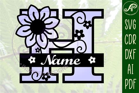 Letter H Flower Layer Monogram SVG File Graphic by apinspireddesigns ...