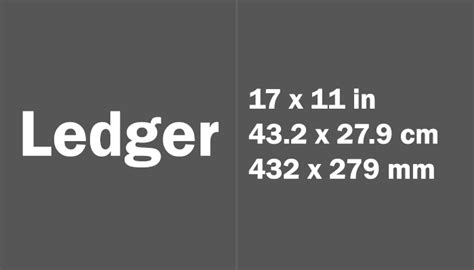 Ledger Size in CM - US Paper Sizes