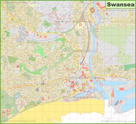 Detailed map of Swansea