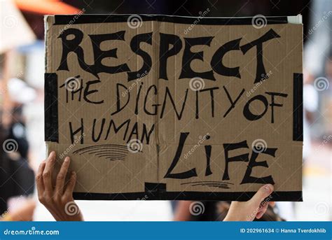 Miami, FL, USA - JUNE, 2020: Poster. Respect the Dignity of Human Life. Stock Photo - Image of ...