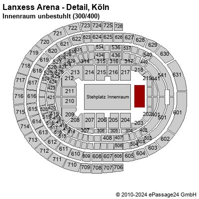 Lanxess Arena - Detail Köln Innenraum bestuhlt (300/400) Saalplan