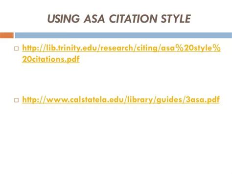 PPT - USING ASA CITATION STYLE PowerPoint Presentation, free download - ID:5840094