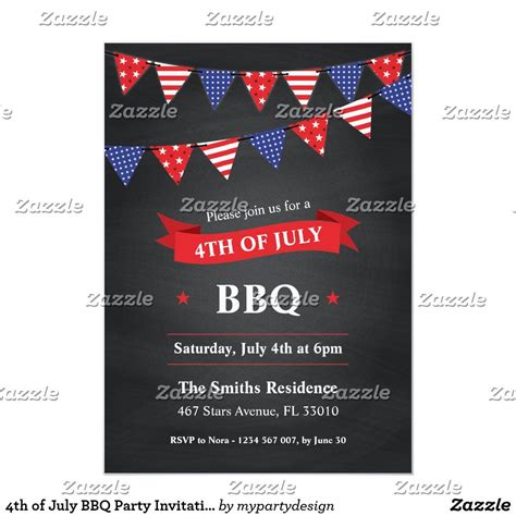 4th of July BBQ Party Invitation | Zazzle.com | Bbq party invitations, Party invitations ...