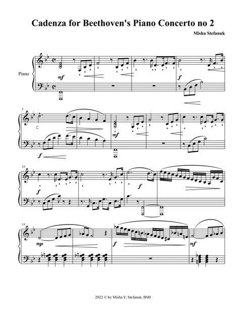 Beethoven Cadenza For Piano Concerto 2 By Misha Stefanuk - Digital Sheet Music For Score ...