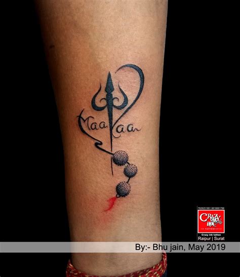 MAA , PAA TATTOO WITH TIRSHUL & RUDRAKSHA TAT | Crazy Ink Tattoo