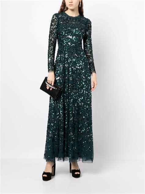 Needle & Thread Alicia Sequin-embellished Gown In Green | ModeSens