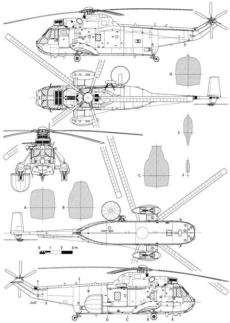 Westland Sea King Blueprint - Download free blueprint for 3D modeling