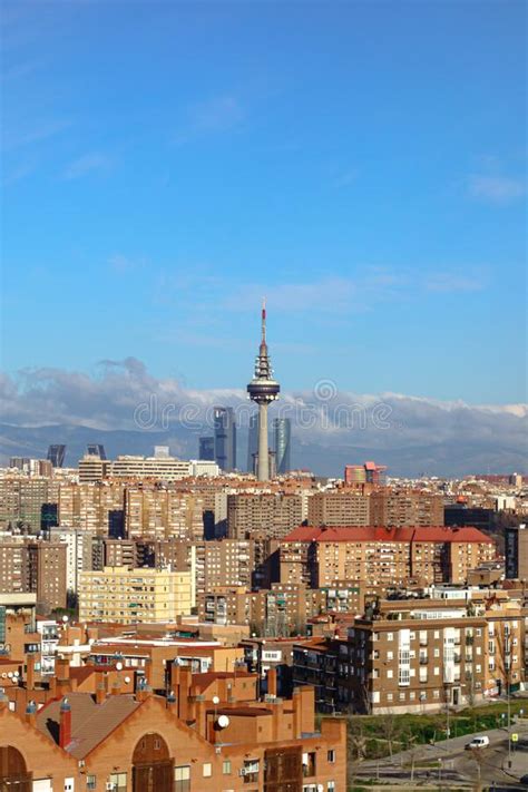 Skyline of the City of Madrid, on a Day with Blue Sky and Clouds ...