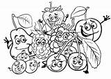 Funny Fruits Cartoon Coloring Page  Free Printable Pages sketch template
