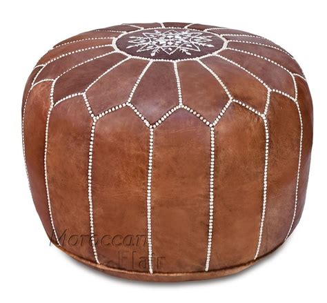 Stuffed Handmade Genuine Leather Moroccan Pouf Ottoman Tan FAST SHIP #MoroccanFlair | Leather ...