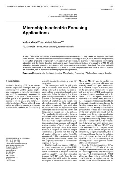 (PDF) Microchip Isoelectric Focusing Applications