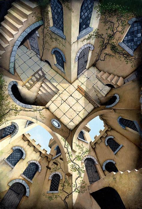 Courtyard | Escher art, Illusion art, Optical illusions art