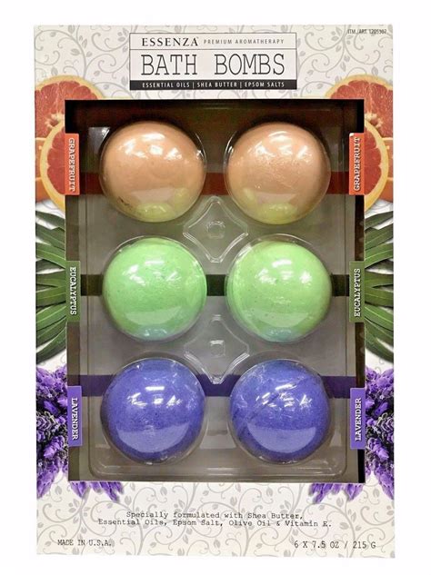 Essenza Premium Aromatherapy Bath Bombs Grapefruit/Eucalyptus/Lavender 6ct - Walmart.com ...