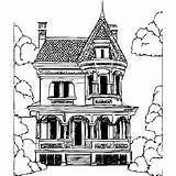 Victorian House Coloring Pages Home sketch template
