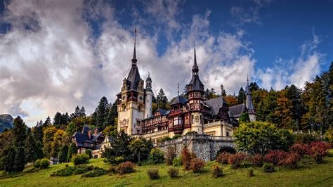 Architecture Castle Cloud Peles Castle Romania 4K HD Travel Wallpapers | HD Wallpapers | ID #46275