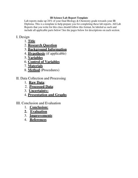 IB Biology Lab Report Template