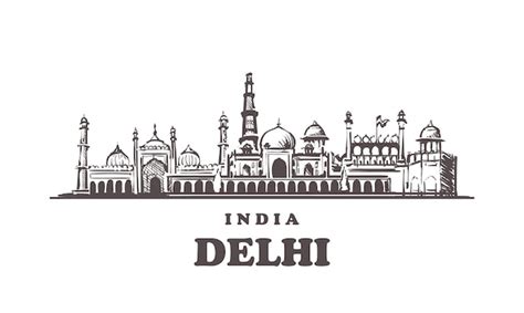 Premium Vector | Delhi cityscape, india