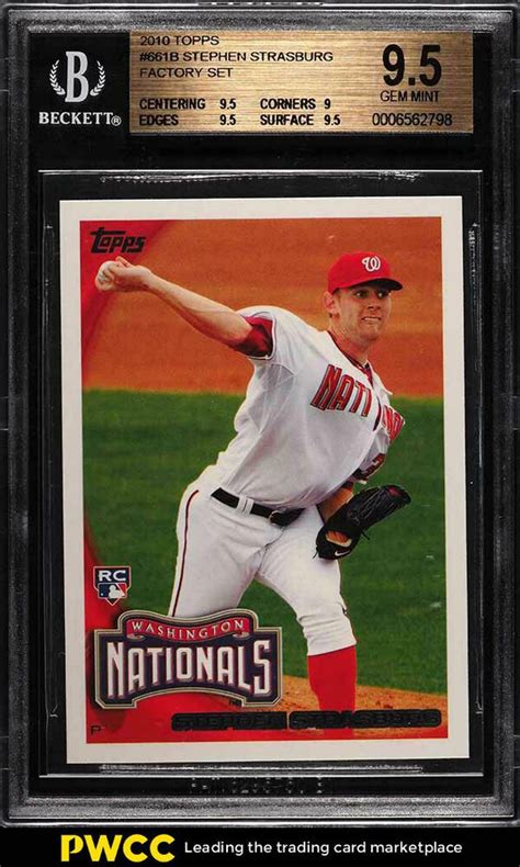 2010 Topps Factory Set Stephen Strasburg ROOKIE RC #661B BGS 9.5 GEM MINT (PWCC) | Strasburg ...