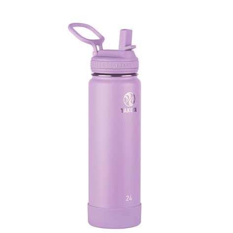 Takeya Actives Stainless Steel Water Bottle w/Straw lid, 24oz Lilac - Walmart.com