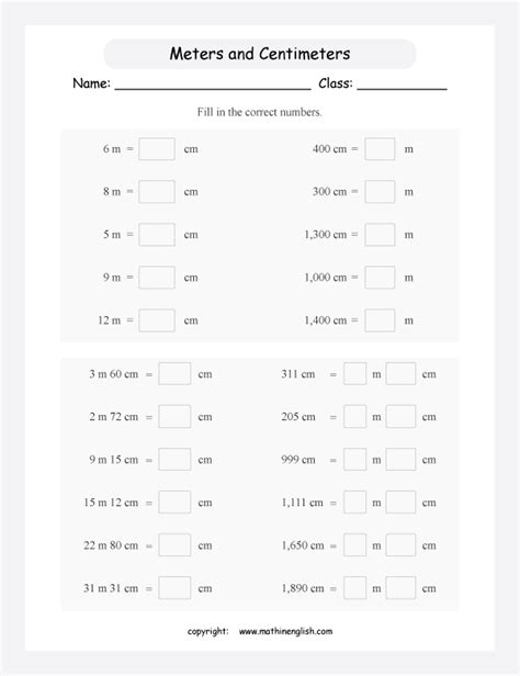 Conversion of centimeters in meters and vice versa. Great mat worksheet ...