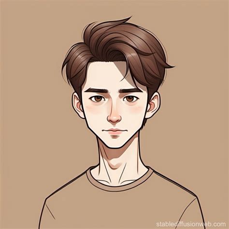 Brown-Haired 20-Year-Old Man in Minimalist Cartoon Style | Stable Diffusion Online