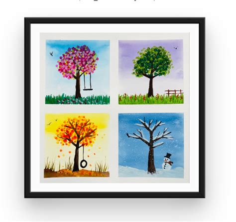 Four Seasons Original Watercolour Painting Nursery Wall Decor Kids Room ...