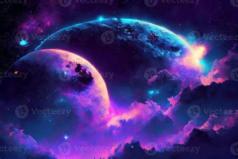 Abstract space wallpaper. Planet and stars. Digital art, Fantasy art ...