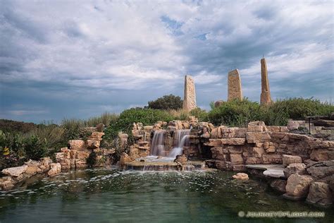 Ponca State Park in northeastern Nebraska features the 'Towers of Time' monument, created by Jay ...