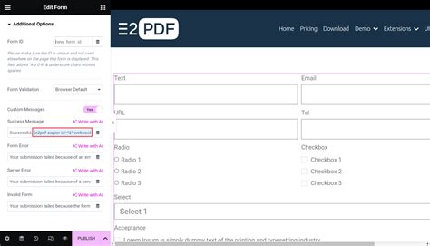 Elementor Forms PDF Generator | Documentation | E2Pdf - Export PDF tool for WordPress