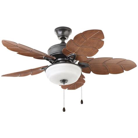 Palm Leaf Blades Tropical Style Indoor Outdoor Ceiling Fan 44-In. Bowl Light Kit | eBay