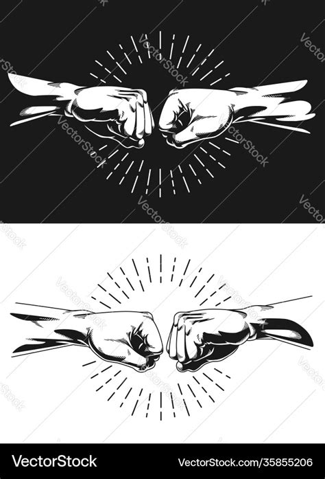 Silhouette bro fist bump handshake knuckle Vector Image