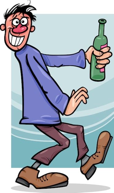 Premium Vector | Drunk guy with bottle cartoon illustration