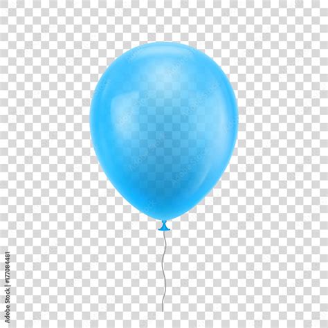 Light blue realistic balloon. Light blue ball isolated on a transparent background for designers ...