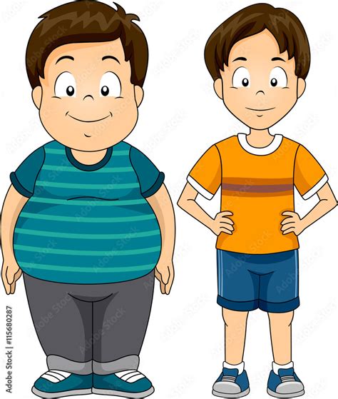 Kids Boys Fat Thin Stock Vector | Adobe Stock