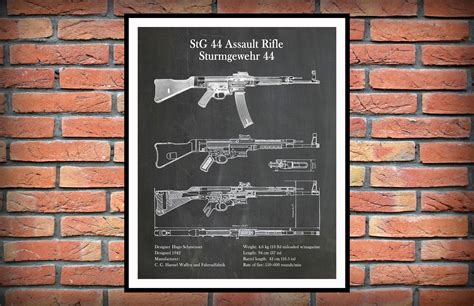 1942 MP 44 StG44 Assault Rifle Print - German Semi-Automatic Firearm - WW2 Rifle - NRA Decor ...