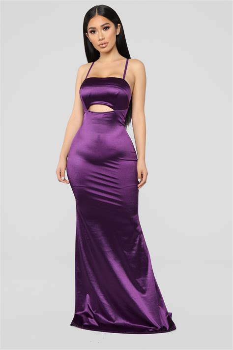 Gala Ready Satin Dress - Purple | Purple dress, Satin dresses, Fashion nova dress