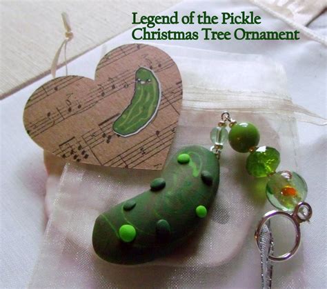 Christmas Pickle Ornament - Legend of the Pickle Holiday Tradition - Handmade Green Polymer Clay ...