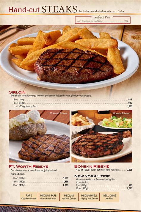 Texas Roadhouse Menu Printable